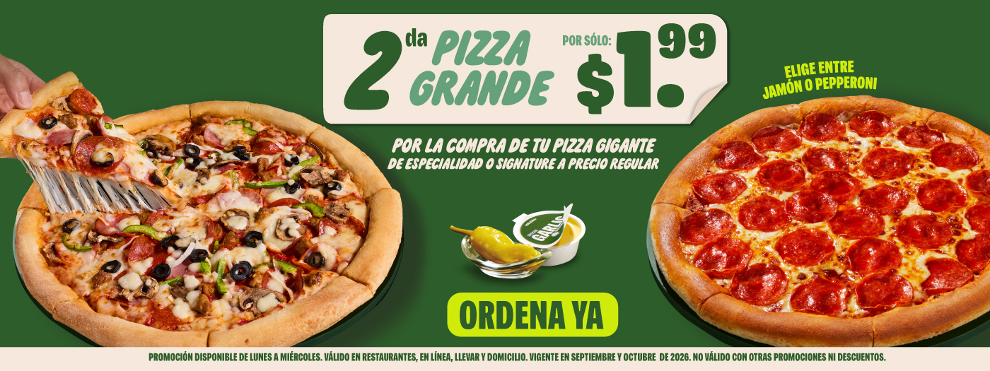 2da pizza a $1.99